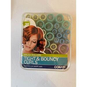 Y2K VTG Conair Brush Roller Tight &‎ Bouncy Curls Hair Curlers Pins Original Bag